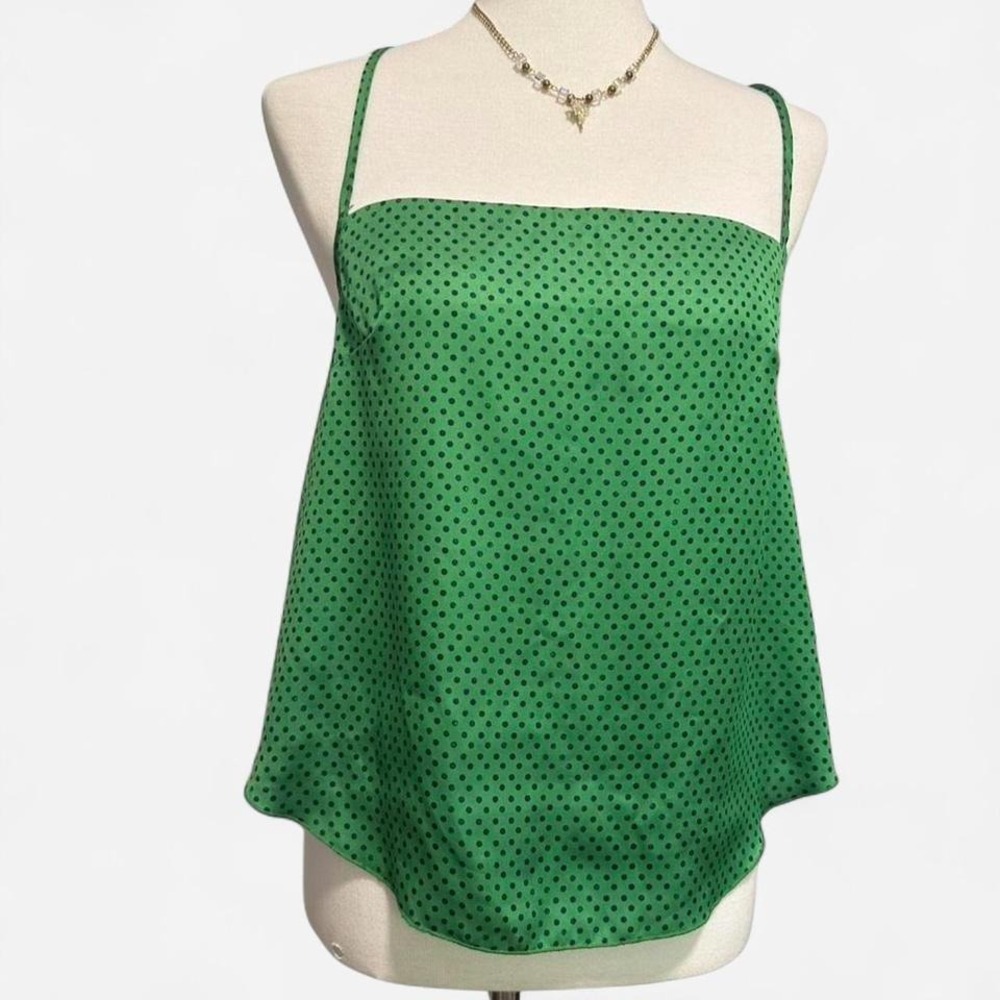 Free People green and navy polka dot tank